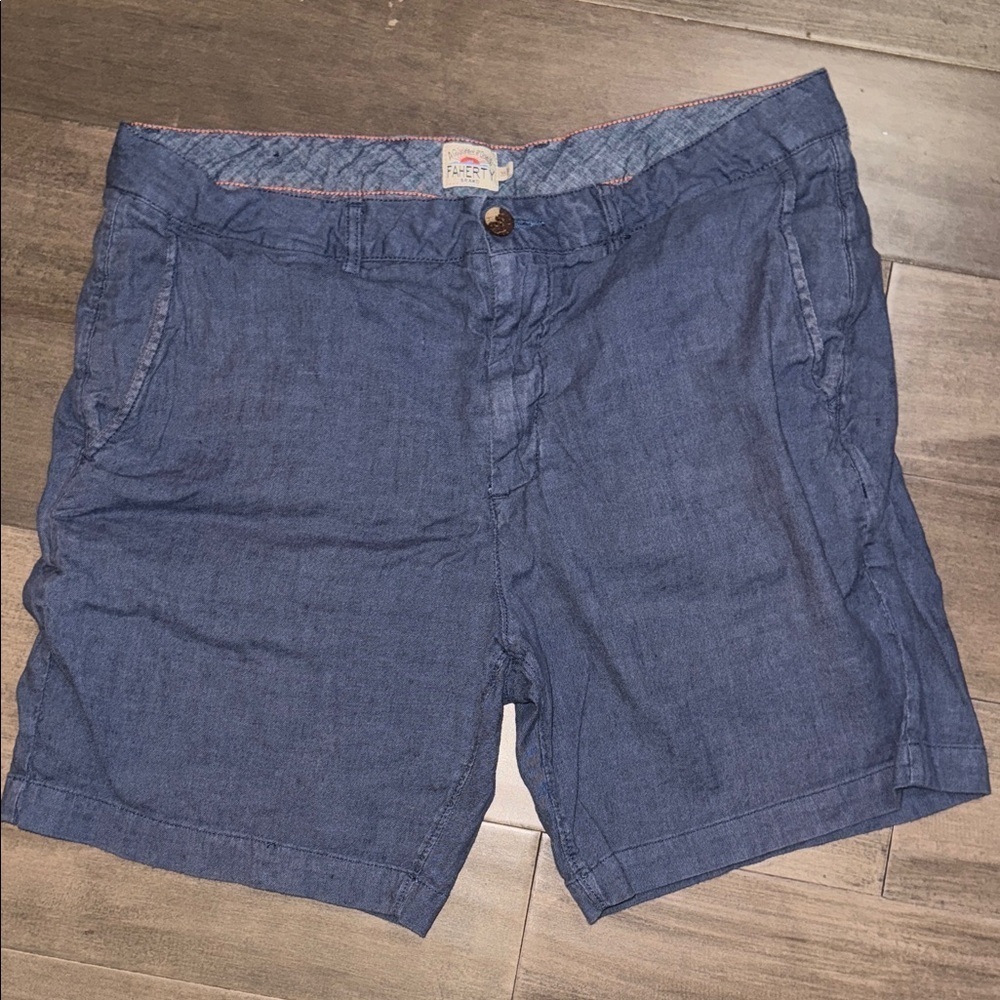 Faherty Men’s Tradewinds Linen/ Organic Cotton Blend Shorts SZ 35